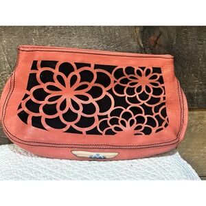 HADLEY‎ POLLET Coral Peek A Boo Clutch Laser Cut Leather Flower